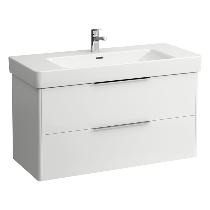 Laufen Base Тумба подвесная, с раковиной, 1 отв, 2 ящика, цвет: белый матовый