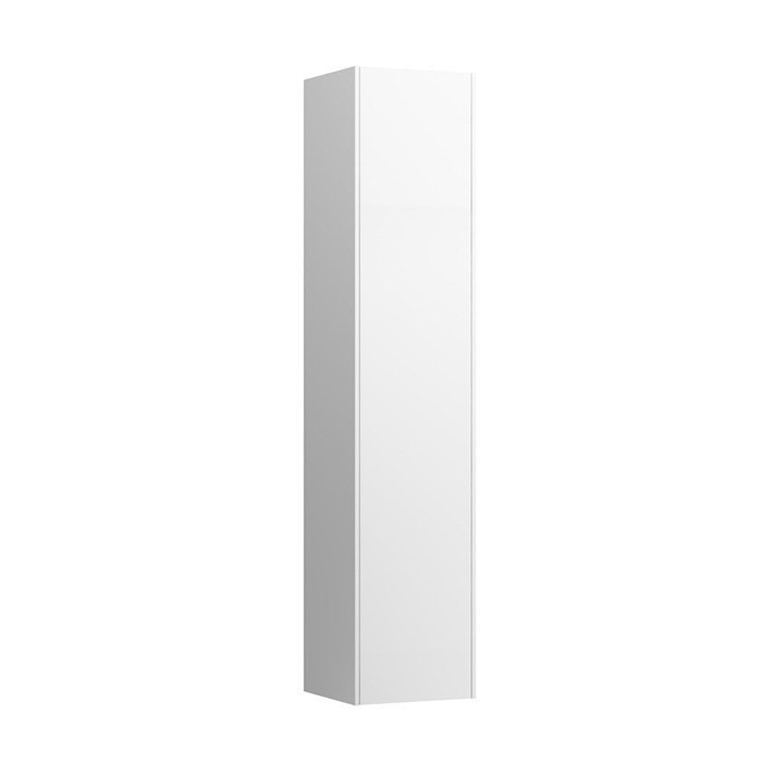Laufen Base высокий шкаф, 1 дверца, DX, 1 фиксированная полка, 4 стеклянные полки, дизайн совпадает с комбинированными раковинами, цвет: белый глянцевый