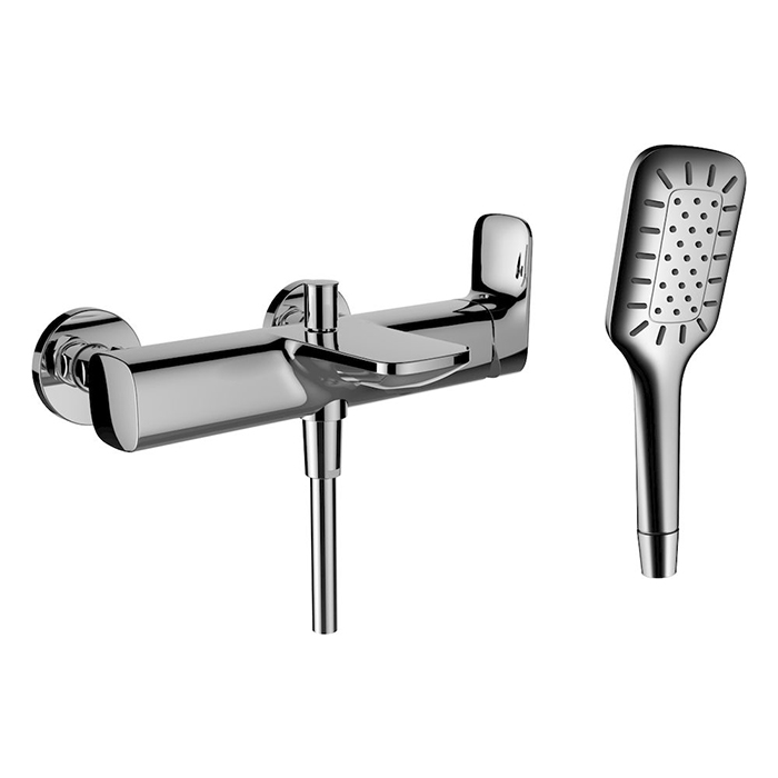 Laufen Cityplus Смеситель для ванны/душа, настенный, с ручным душем MyCity100 и шлангом, цвет: хром