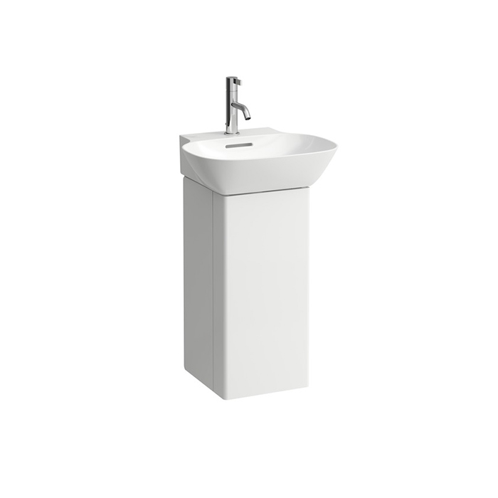 Laufen INO Тумба с раковиной, с 1 дверцей, с сифоном, с 4 полками, DX, подвесная, покрытие LCC, цвет: белый матовый