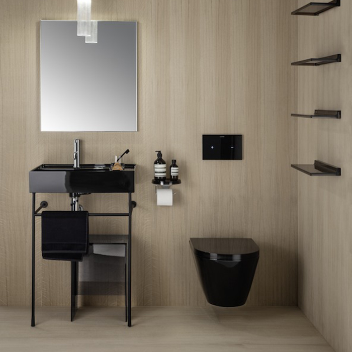 Laufen Kartell Раковина, с 1 отв, без перелива, полка справа, цвет: черный глянцевый