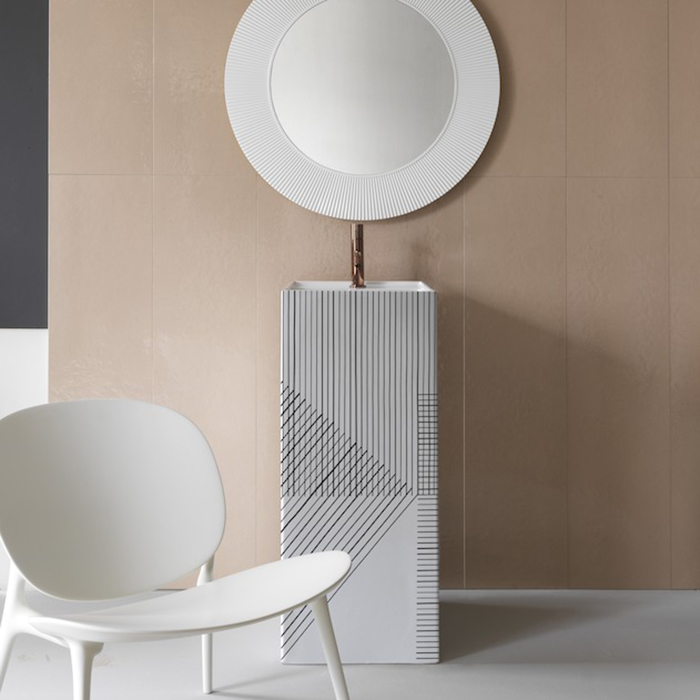Laufen Kartell Раковина, 1 отв, напольная, без перелива, цвет: белый с черными линиями