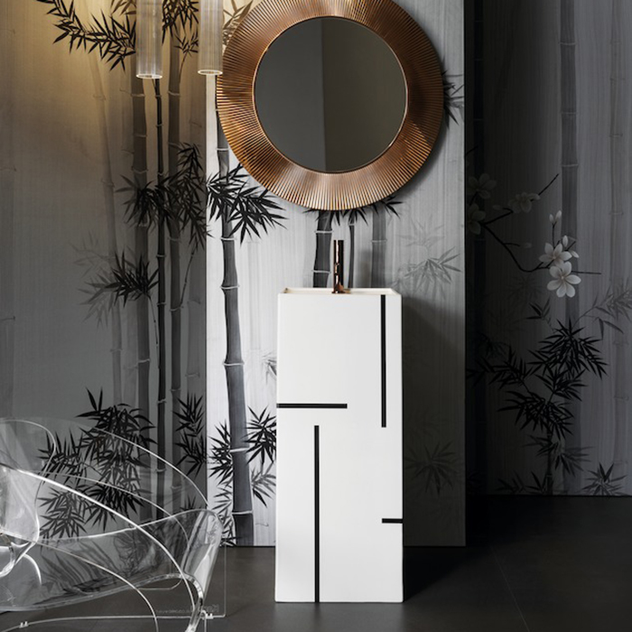 Laufen Kartell Раковина, 1 отв, напольная, без перелива, цвет: белый с серыми линиями