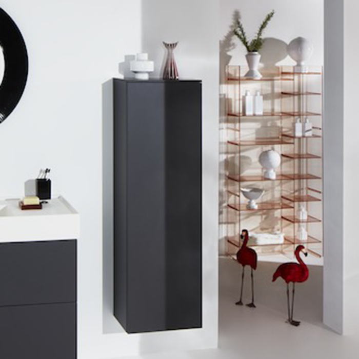 Laufen Kartell Шкаф подвесной, с 1 дверцей, 4 стек. полки, SX, цвет: серая галька