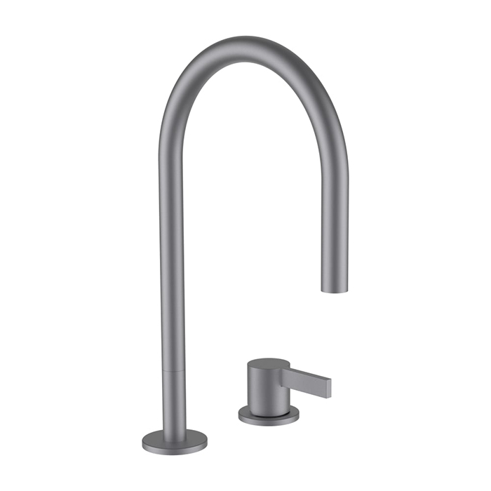 Laufen Kartell Смеситель для раковины, 2 отв, без донного клапана, цвет: PVD матовая нержавеющая сталь
