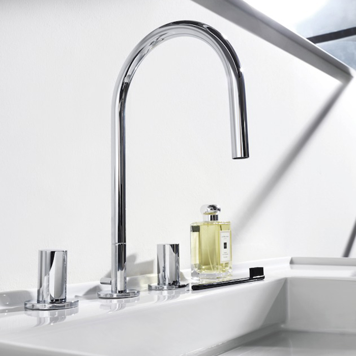Laufen Kartell Смеситель для раковины на 3 отв, без донного клапана, поворотный излив, цвет: хром