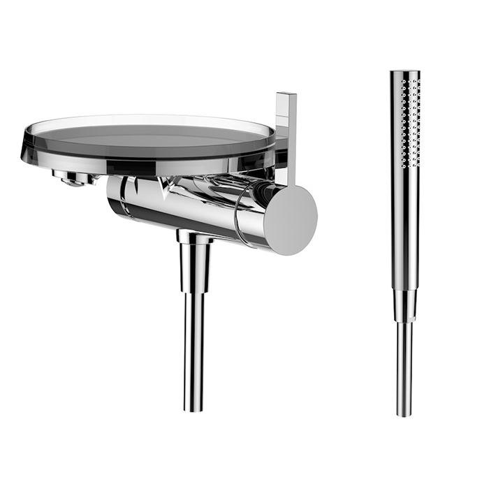 Laufen Kartell Смеситель для ванны настенный, на 1 отв, с ручным душем, излив, цвет: хром