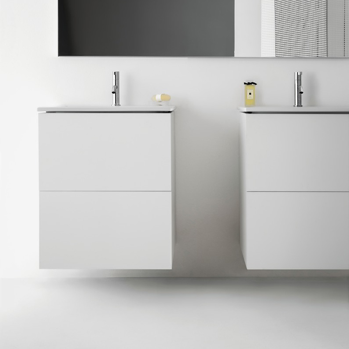 Laufen Kartell Тумба с керамической раковиной, с 2 выдвиж. ящиками с 1 отв. под смеситель, подвесная, цвет: белый матовый