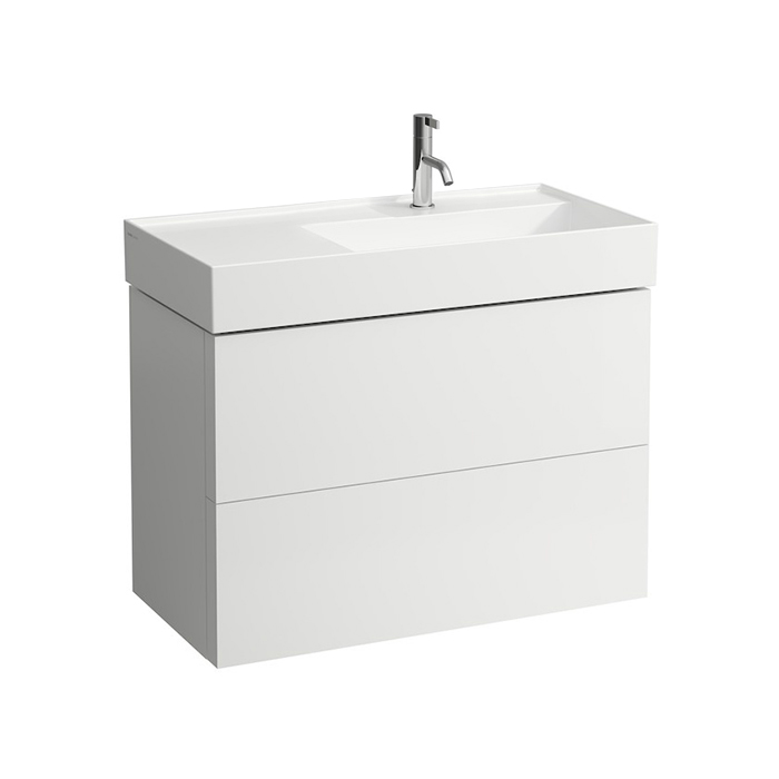 Laufen Kartell Тумба с раковиной, 2 ящика, с полочкой слева, цвет: белый матовый