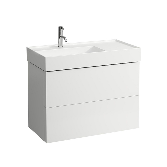 Laufen Kartell Тумба с раковиной, 2 ящика, с полочкой справа, цвет: белый матовый