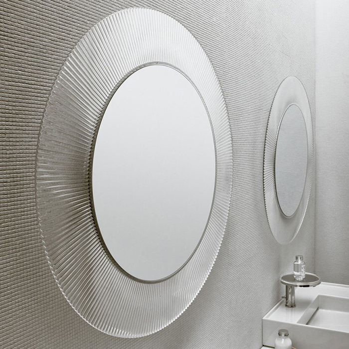 Laufen Kartell Зеркало круглое, настенное, со скрытой подсветкой LED, цвет: прозрачный кристал