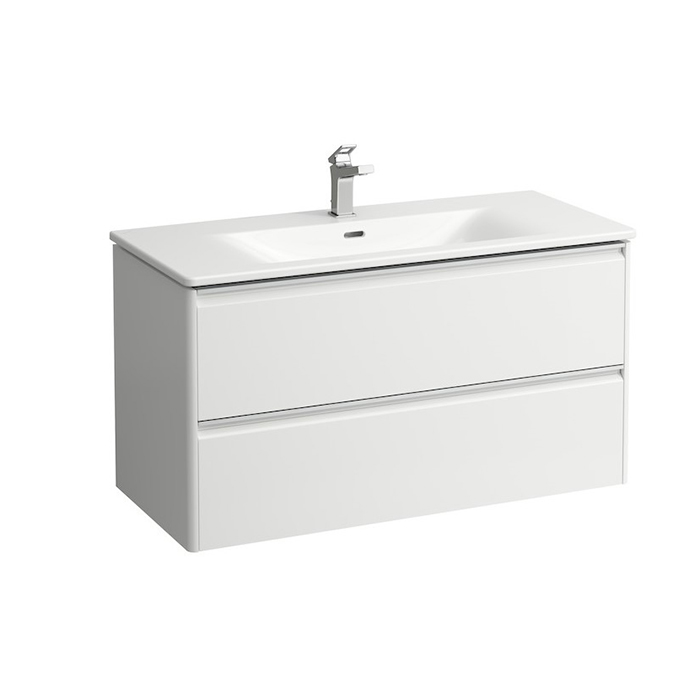 Laufen Palace Комплект мебели, с раковиной Slim, 2 ящика, органайзер для ящика, ручка анодированный алюминий, подвесной, цвет: белый глянцевый