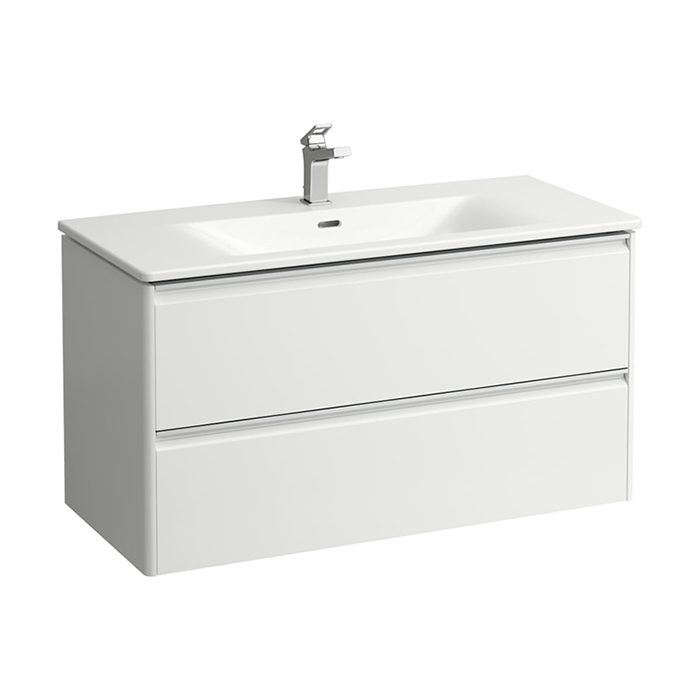 Laufen Palace Комплект мебели, с раковиной Slim, 2 ящика, органайзер для ящика, ручка анодированный алюминий, цвет: белый матовый