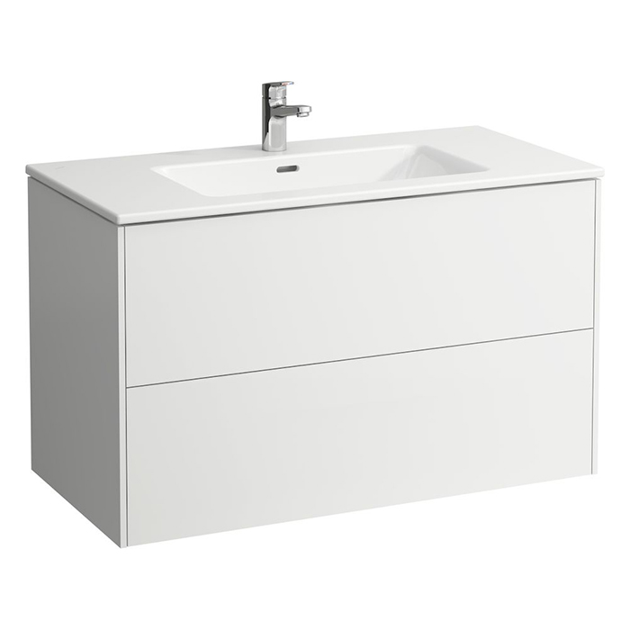 Laufen Pro S Тумба с раковиной, с 1 отв, с 2 ящиками, с механизмом push-and-pull, подвесная, цвет: белый глянцевый