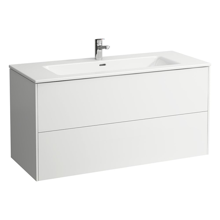 Laufen Pro Тумба с раковиной, с 1 отв, с 2 ящиками, с механизмом push-and-pull, подвесная, цвет: белый глянцевый