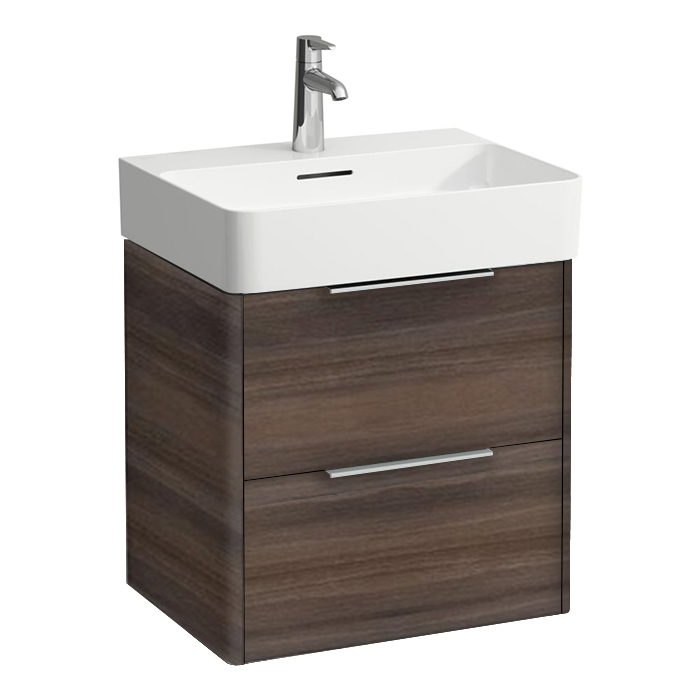 Laufen Space Тумба с раковиной, 2 ящика, подвесная, цвет: темный вяз