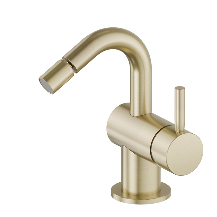 Newform Blink Смеситель для биде, 1 отв, с донным клапаном, цвет: PVD brushed pale gold
