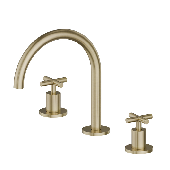 Newform Blink Смеситель для раковины, 3 отв, цвет: PVD brushed pale gold