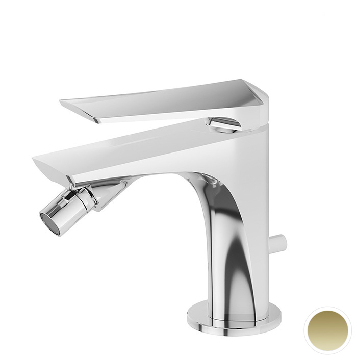 Newform Delta Zero Смеситель для биде, 1 отв, с донным клапаном, цвет: PVD glossy gold
