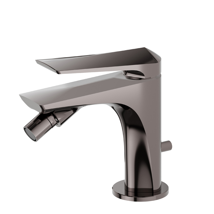 Newform Delta Zero Смеситель для биде, 1 отв, с донным клапаном, цвет: PVD gun metal