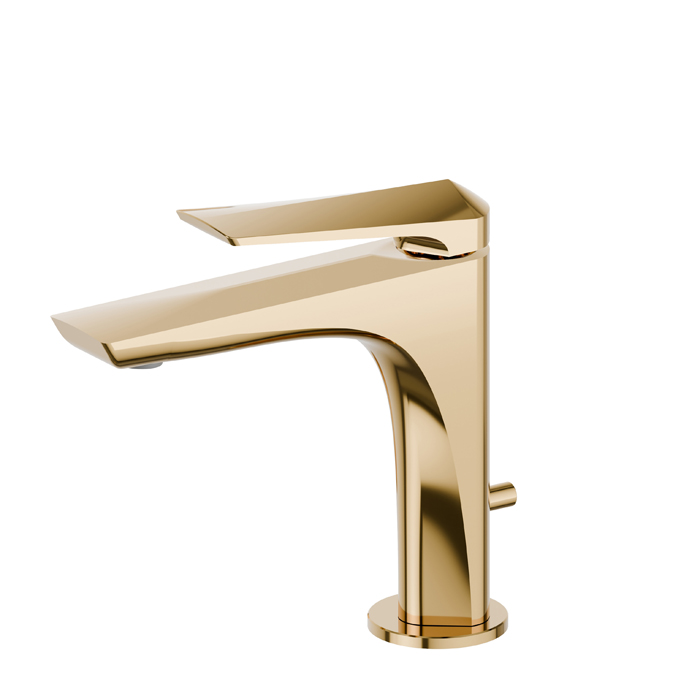 Newform Delta Zero Смеситель для раковины, 1 отв, с донным клапаном, цвет: PVD glossy gold