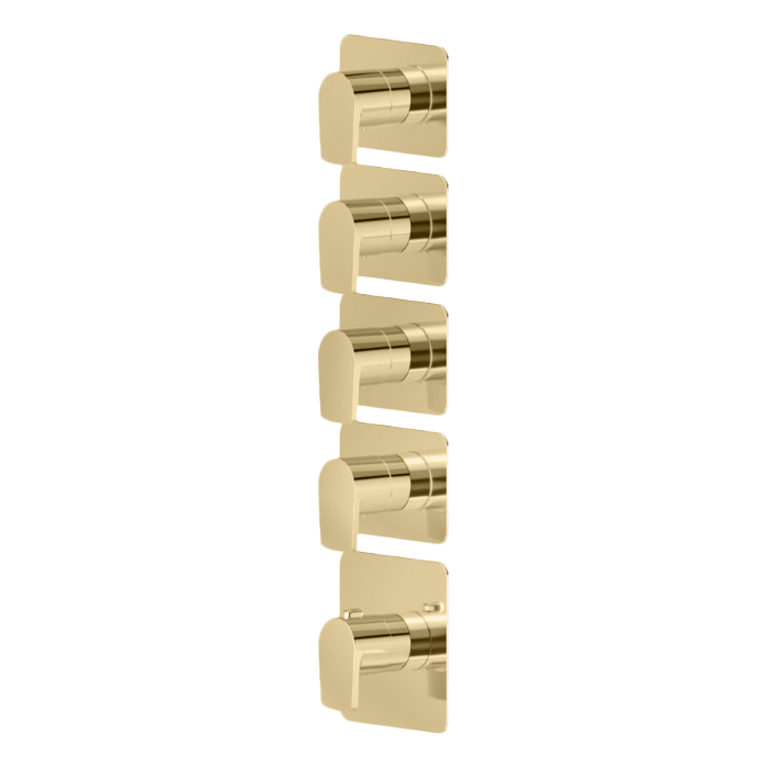 Newform Haka Смеситель для душа, термостатический, на 4 потока, цвет: PVD brushed gold