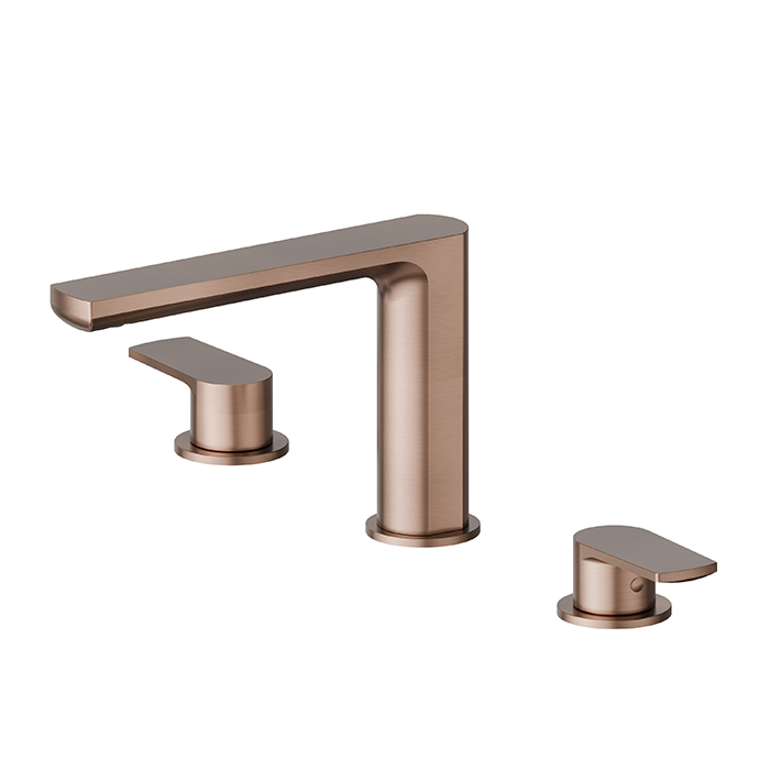 Newform Haka Смеситель для раковины, 3 отв, без донного клапана, цвет: PVD brushed copper bronze