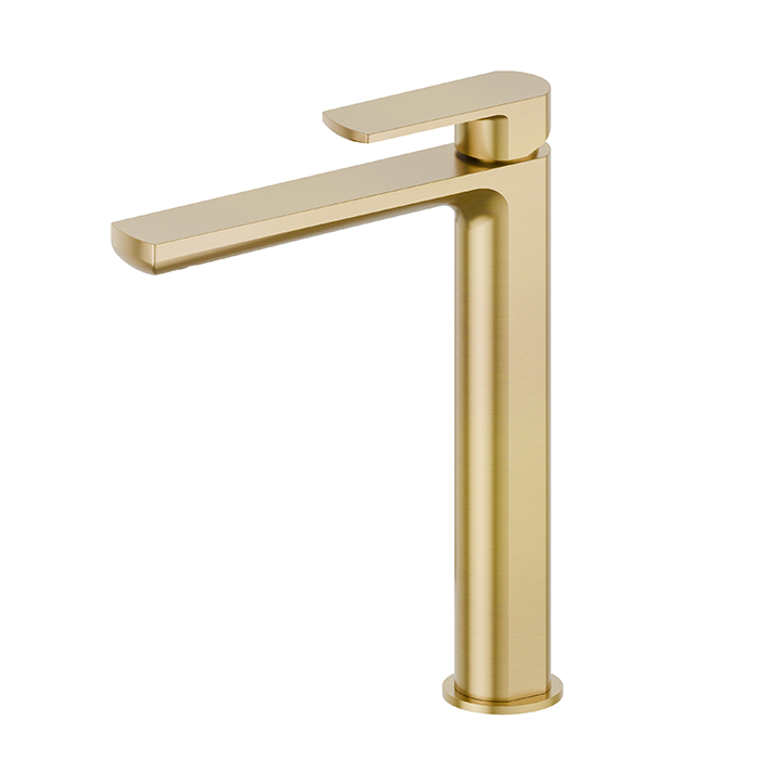 Newform Haka Смеситель для раковины, высокий, 1 отв, без донного клапана, цвет: PVD brushed gold