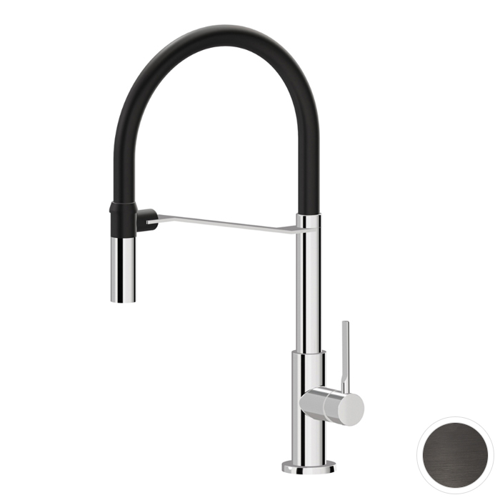 Newform Maki Смеситель для кухни, 1 отв, цвет: Brushed gun metal/Matt black
