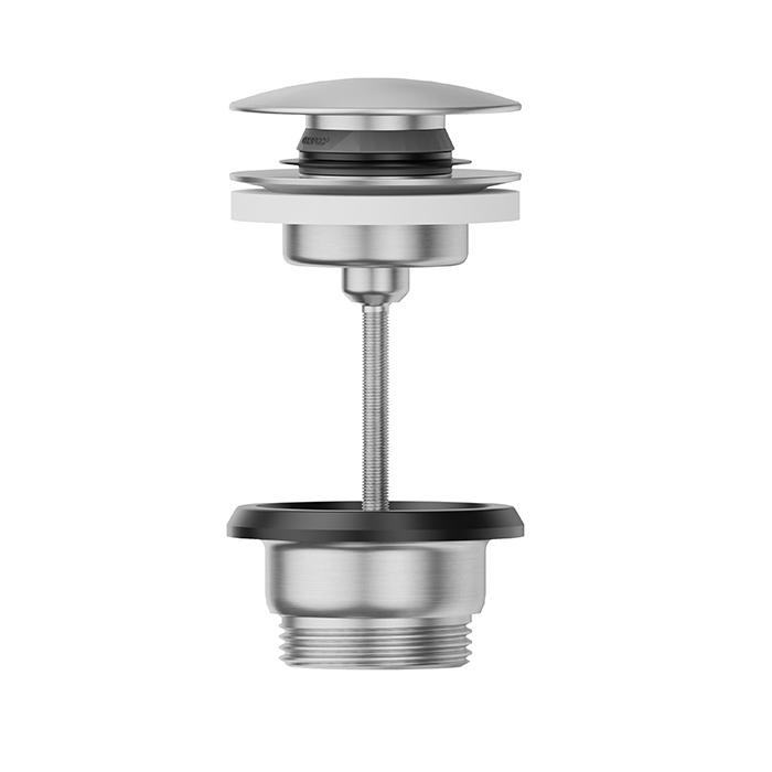 Newform X-STEEL 316 Донный клапан нажимной “Stop&Go”, для раковин с/без перелива, монтажный цвет: нержавеющая сталь