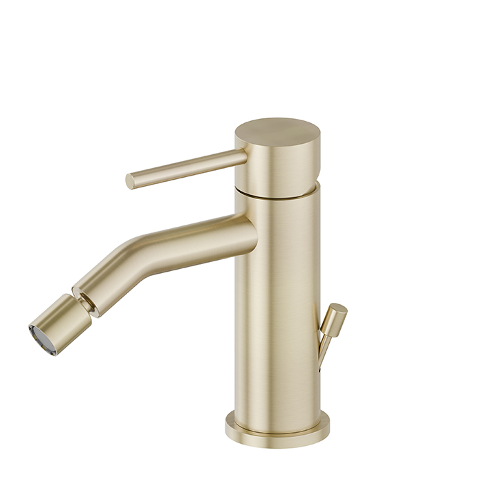 Newform X-STEEL 316 Смеситель для биде на 1 отв, с донным клапаном, излив,цвет: PVD Brushed pale gold