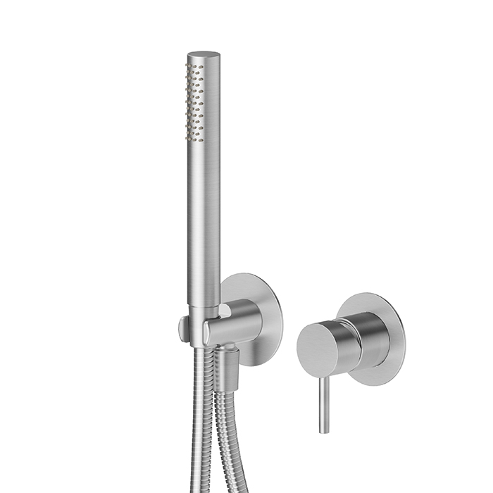Newform X-STEEL 316 Смеситель для душа, встраиваемый, ручной душ, кронштейн, шланг, цвет: нержавеющая сталь