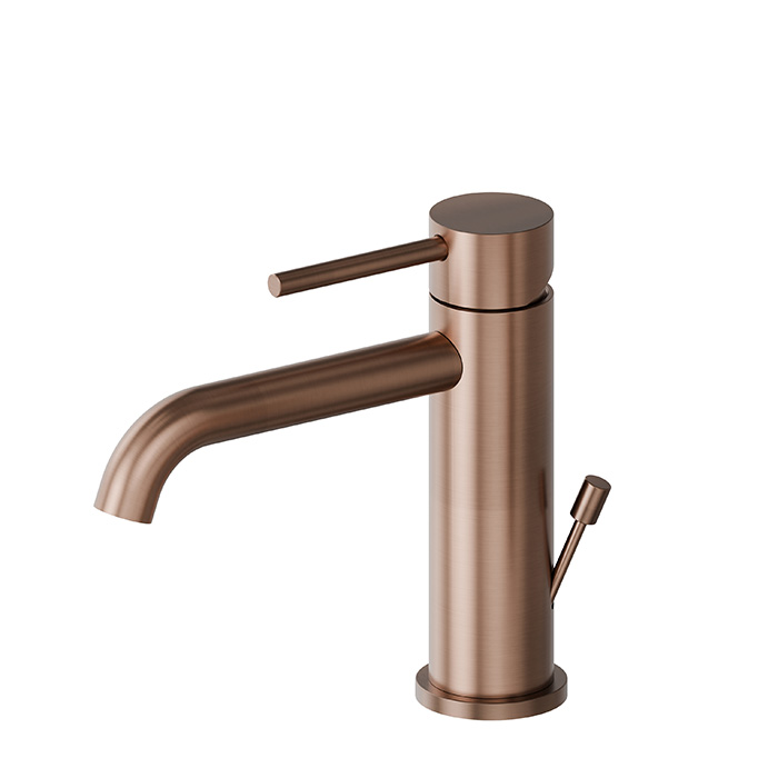 Newform X-STEEL 316 Смеситель для раковины на 1 отв, с донным клапаном, излив, цвет: PVD Brushed copper bronze