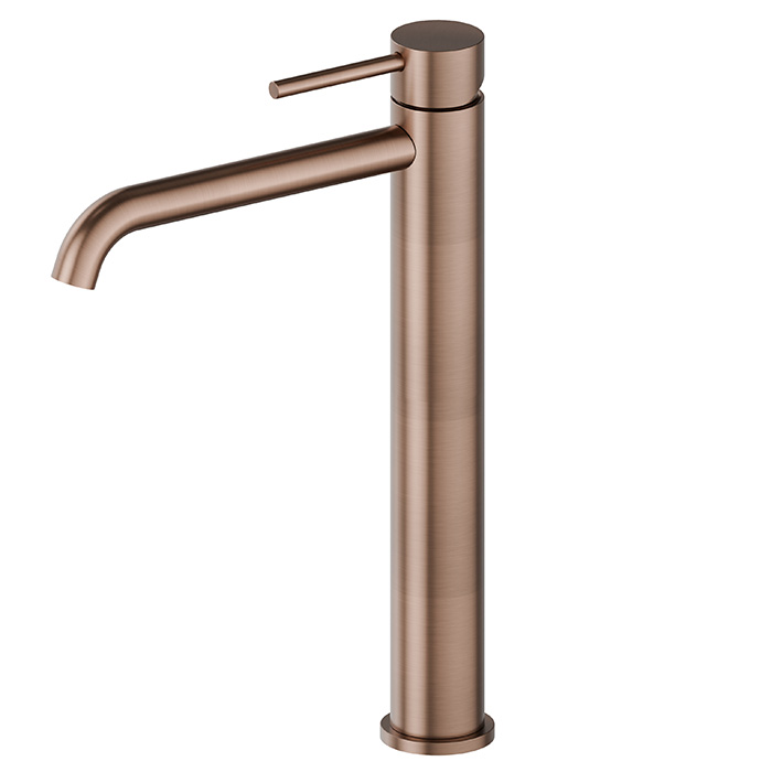 Newform X-STEEL 316 Смеситель для раковины на 1 отв, высокий, без донного клапана, излив, цвет: PVD Brushed copper bronze