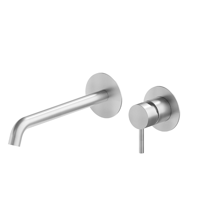 Newform X-STEEL 316 Смеситель для раковины, встраиваемый, без донного клапана, излив, наружная часть, цвет: нержавеющая сталь