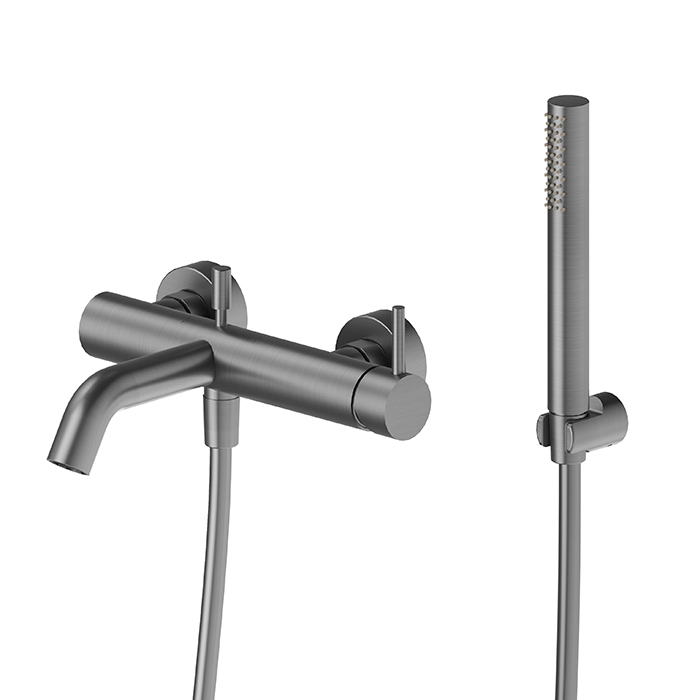 Newform X-STEEL 316 Смеситель для ванны с ручным душем, кронштейном, шланг:, цвет: PVD Brushed gun metal