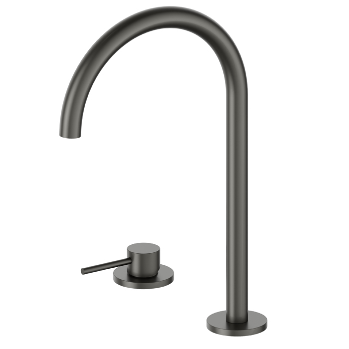 Newform XT Смеситель для раковины, 2 отв, высокий, поворотный излив, цвет: carbon satin