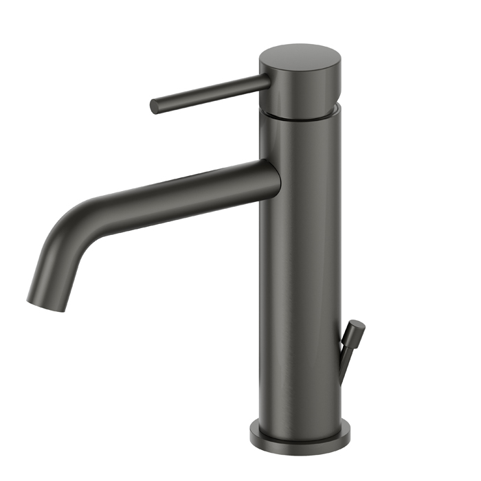 Newform XT Смеситель для раковины, 1 отв, длинный излив и донным клапаном, цвет: carbon satin