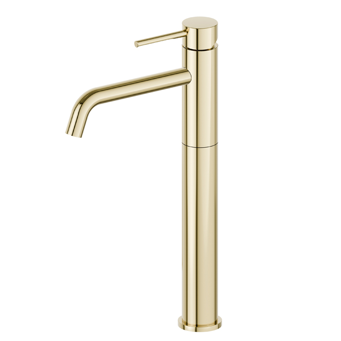Newform XT Смеситель для раковины, 1 отв, высокий, длинный излив, цвет: carbon satin PVD glossy gold