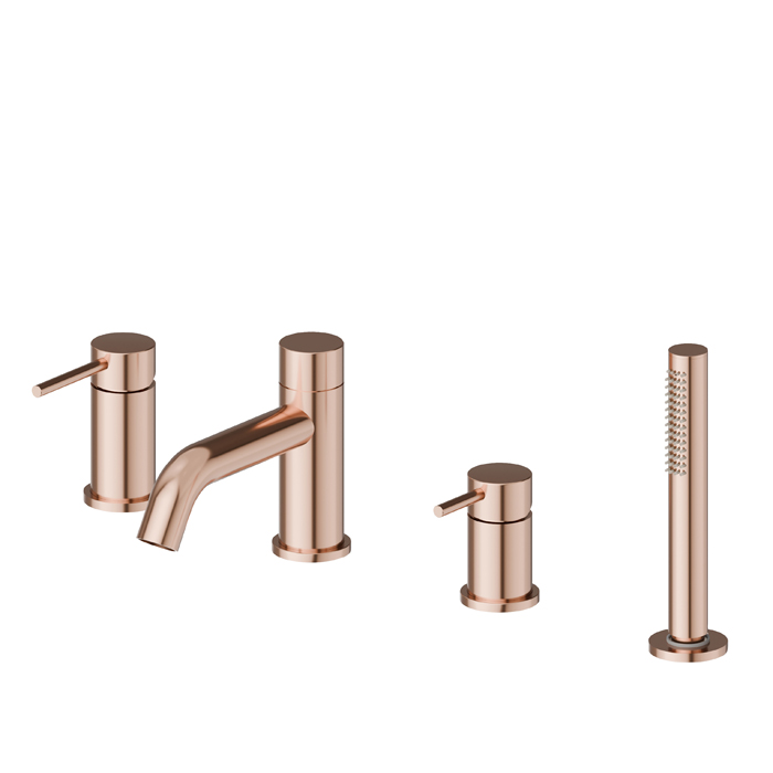 Newform XT Смеситель на борт ванны, 4 отв, с изливом и ручным душем, цвет: PVD copper bronze