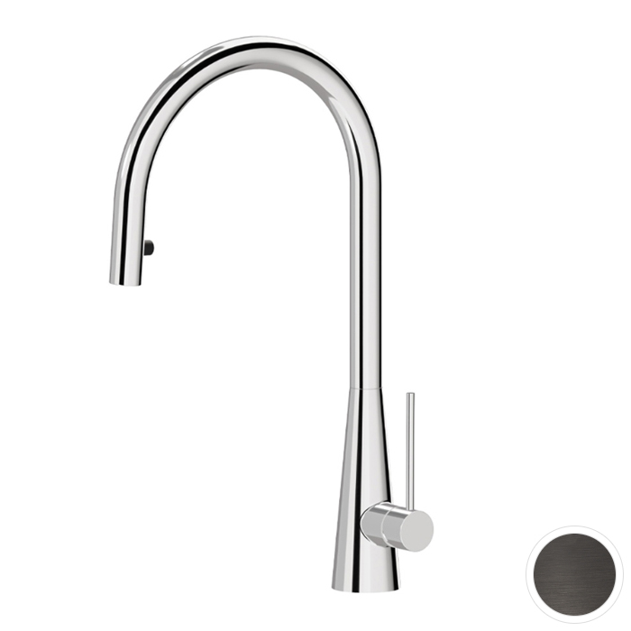 Newform Ycon Смеситель для кухни, 1 отв, с выдвижным изливом, цвет: PVD Brushed gun metal