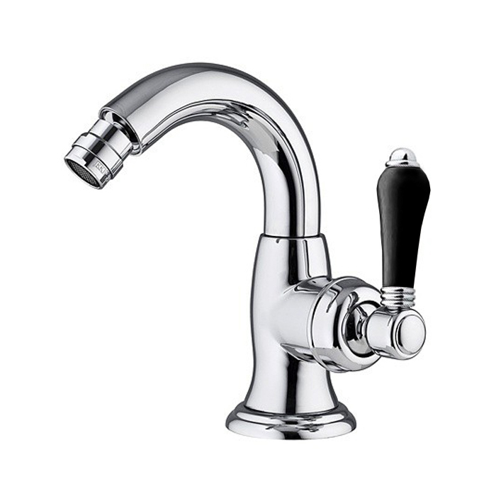 Nicolazzi Ceramica Nera Смеситель для биде, на 1 отв, с донным клапаном, излив:, ручки черная керамика, цвет: хром