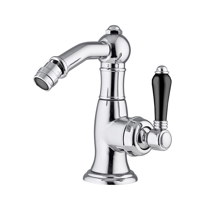 Nicolazzi Ceramica Nera Смеситель для биде, на 1 отв, с донным клапаном, излив:, ручки черная керамика, цвет: хром