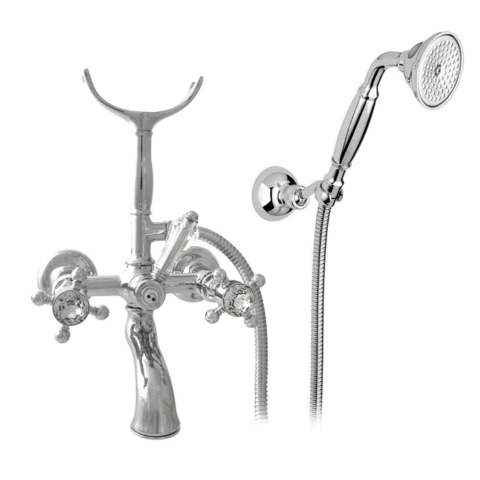 Nicolazzi Half Dome Crystal Смеситель для ванны с душем duplex настенный на 2 отверстия, излив:, цвет: хром