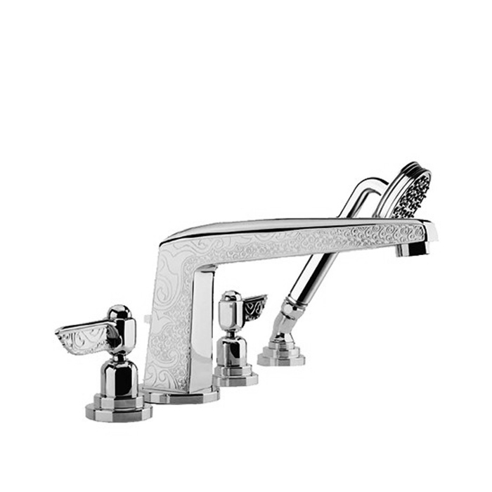 Nicolazzi Liberty Смеситель на борт ванны, 4 отв, излив:, с ручным душем, цвет: хром