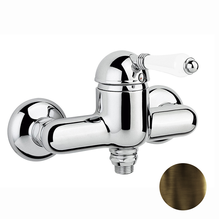 Nicolazzi P.m. Blanc Смеситель для душа однорычажный, вывод снизу 1/2", ручки белая керамика, цвет: тёмная бронза