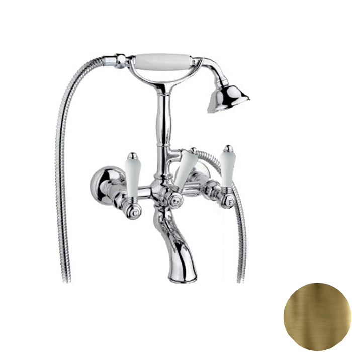 Nicolazzi Petit Mont Blanc Смеситель для ванны с душем duplex настенный на 2 отверстия, излив:, цвет: Bronze Plated