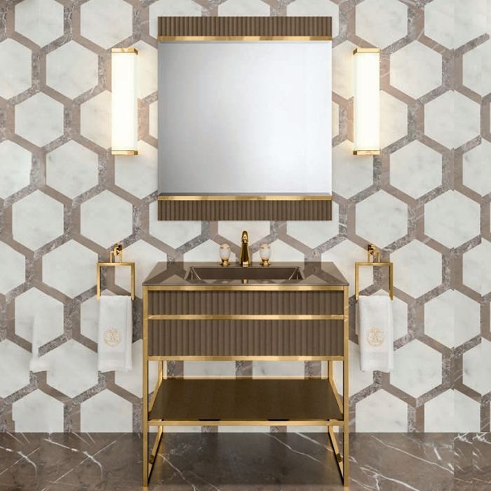 Oasis Academy Композиция №21 Комплект мебели напольный, цвет: metallic Gianduia/ribbed decoration/золото