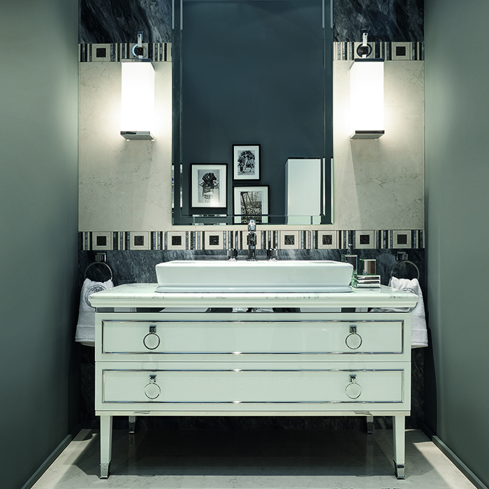 Oasis Lutetia Композиция №18 Комплект мебели напольный, цвет: Bianco glossy/хром