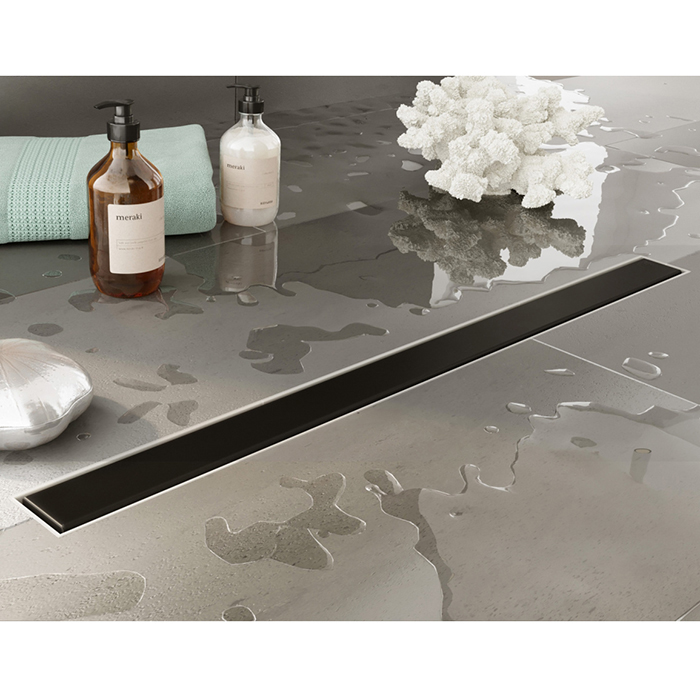 Plumberia Selection Трап душевой PS MODULAR 2устор. накладка из нерж.стали, комбинир.затвор с горизонт. Выпуском Ду,40л/мин, цвет: черный матовый